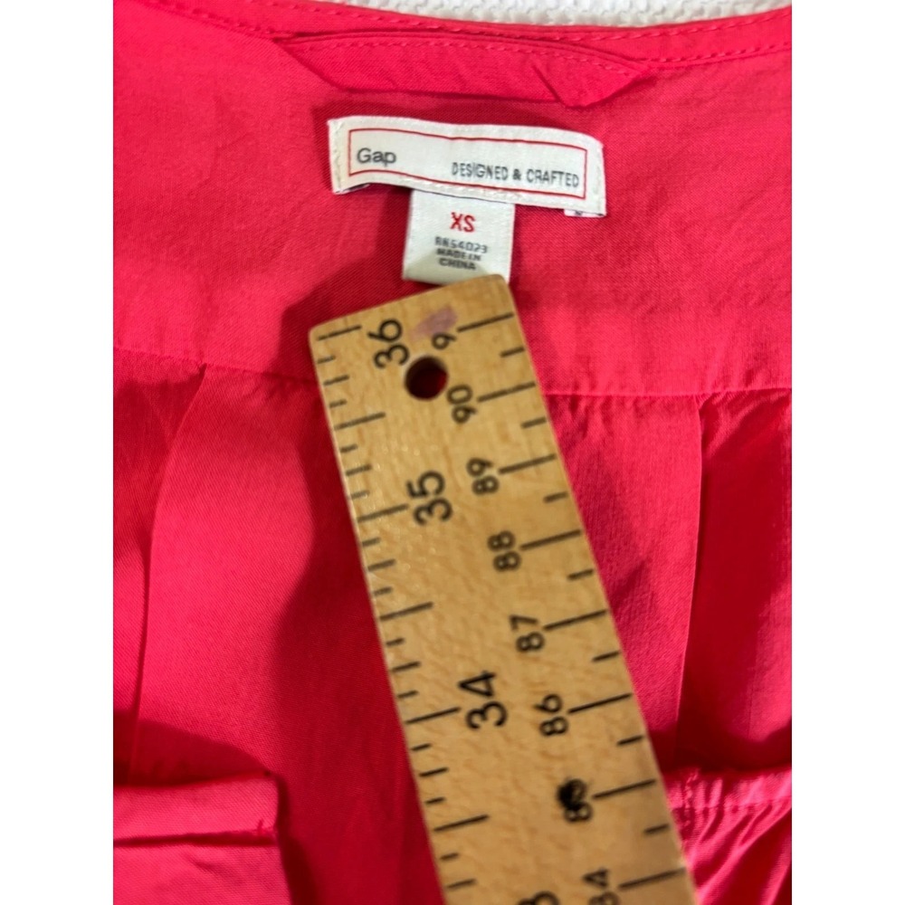 Gap Shirt Top Womens XS‎ Red Oversized Stretch Double Chest Pockets Button Front - Picture 5 of 7